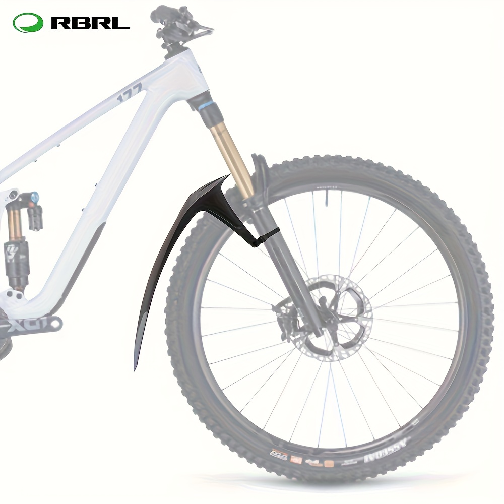 Rbrl Bike Mudguard Suitable For Mountain/, No Fork Hole Installation Front Wheel With Water Deflector System, -free Setup For Rain/, Cycling Accessory For Commuting & Off- Riding