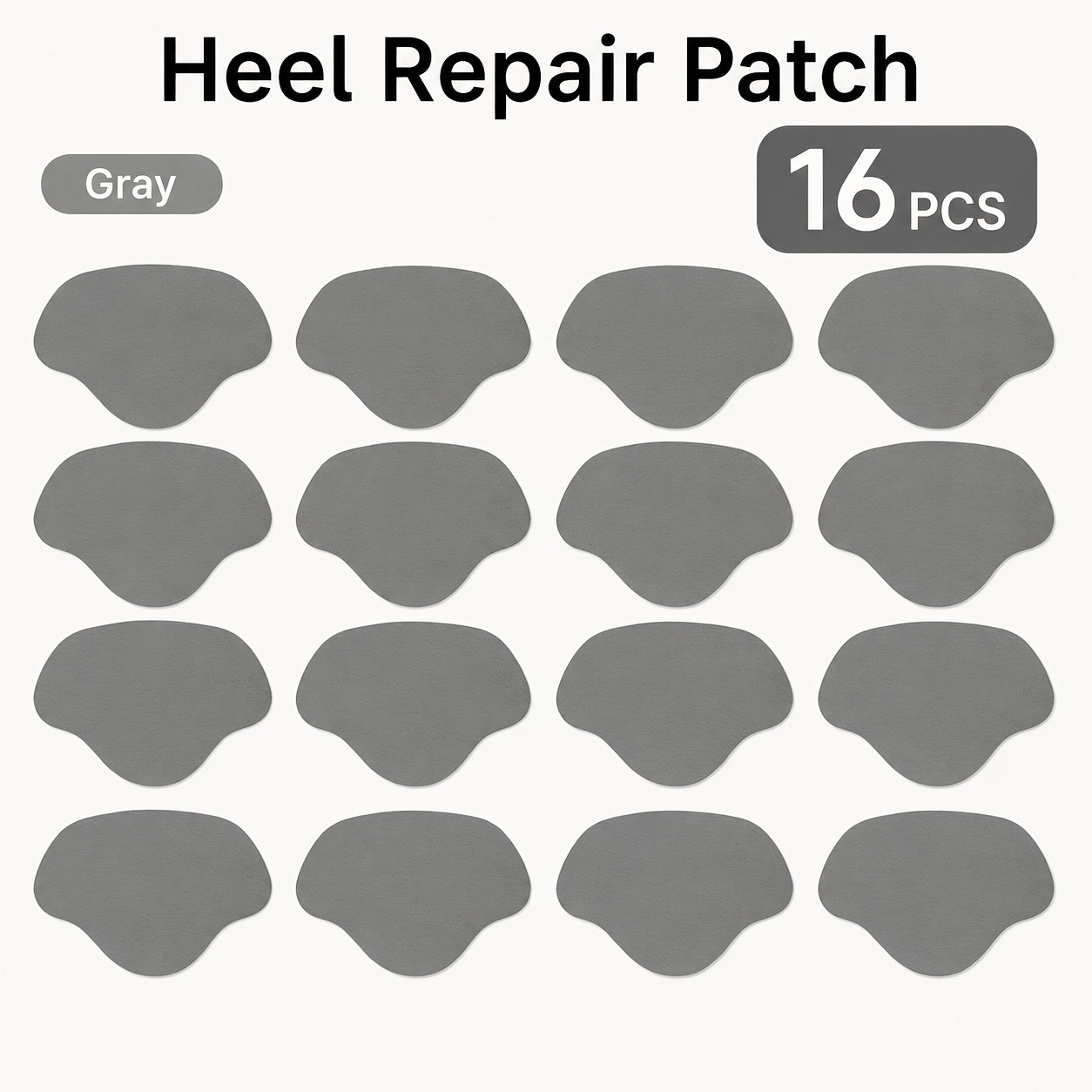 TEMU 16개 신발 뒤꿈치 수선 패치 세트, 내부 신발 뒤꿈치 부분용 자가 접착식 뒤꿈치 라이너 패치, 회색 검정색 흰색 옵션