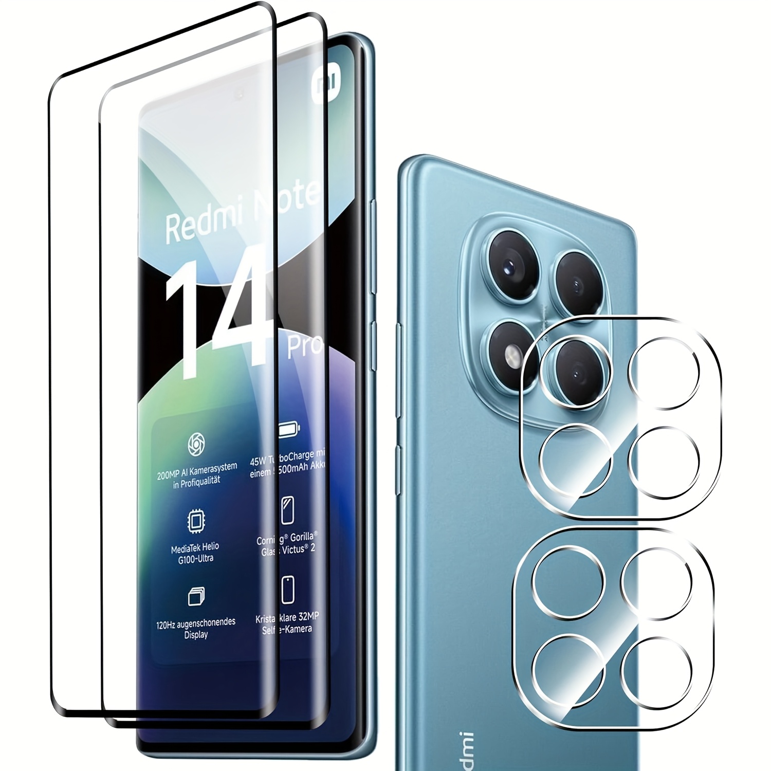 E-shop 4er-Pack Displayschutzfolien aus gehärtetem Glas für Xiaomi Redmi Note 14 4G/Redmi Note 14 5G/Redmi Note 14 Pro 4G/Redmi Note 14 Pro 5G/Redmi