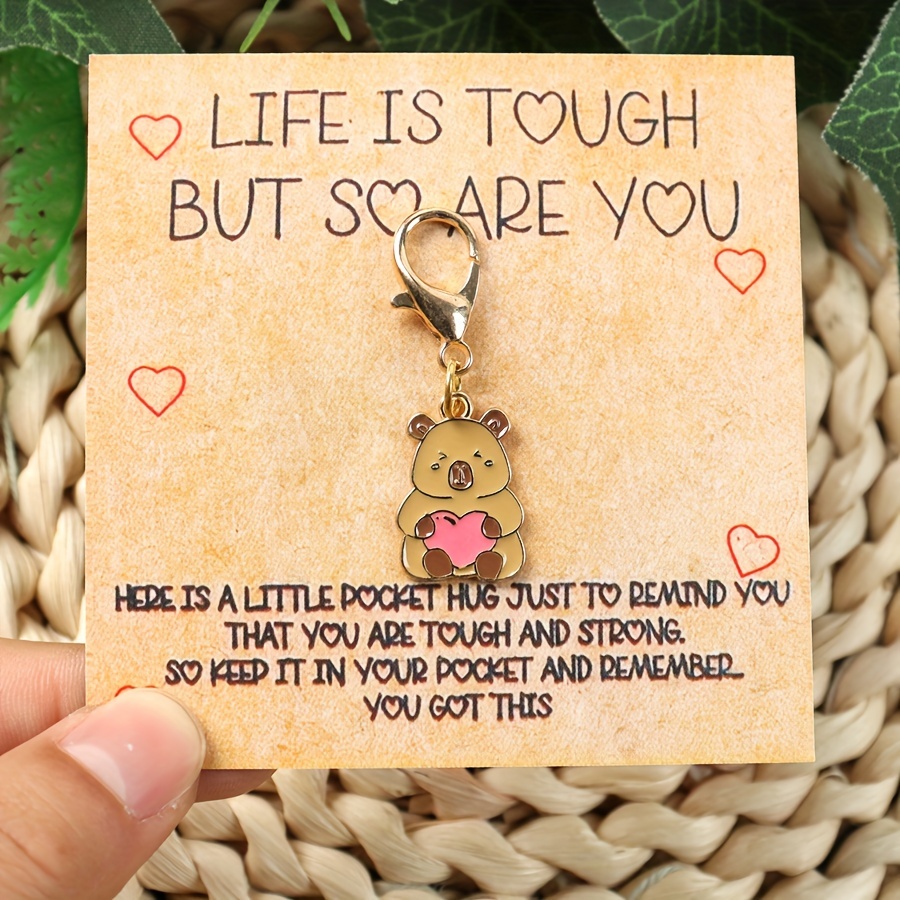 

Capybara Pocket Hug Keychain - Inspirational Zinc Alloy Charm For Backpacks & Keys, Perfect Gift For Birthdays, Christmas, Valentine's Day