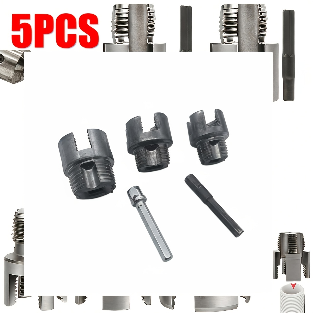 TEMU 5pcs Heavy-duty Pipe Threading Tool Set/ -one Internal And External Pipe Threading Tool- 1/2", 3/4", 1"+ 2 Internal/external Threading Dies,