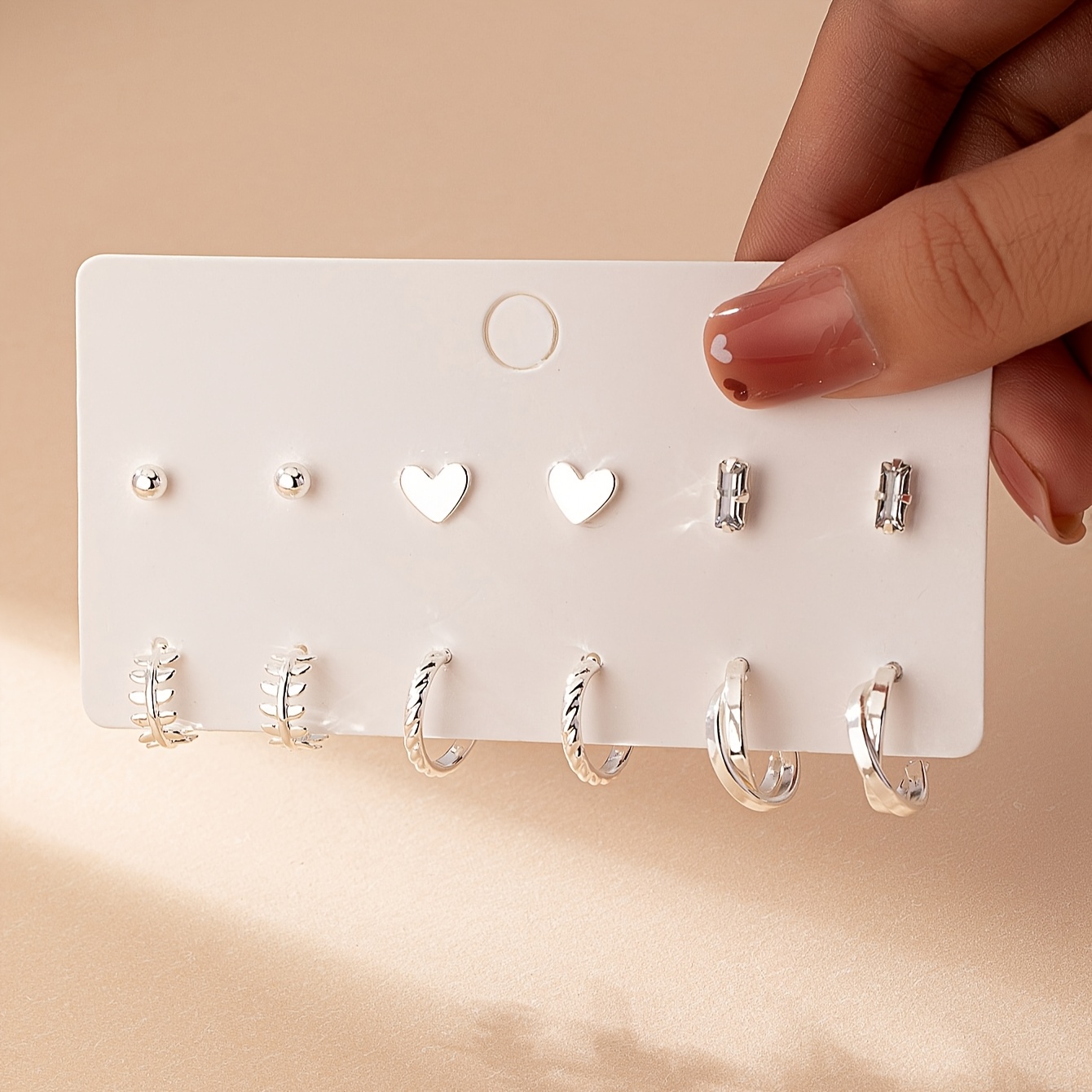 TEMU 6 Pairs Of Fashionable Classic Simple Rhinestone Decorated Earrings And Ear Rings Set Suitable For Women' Ramadan Festival Party Wear And Gift Jewelry