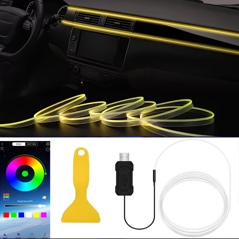 TEMU Led Car Interior Lights, Neon Rgb Center Console Lighting, Dashboard Lights, Ambient Atmosphere Lights, Fiber Optic Kits, Supports App Control