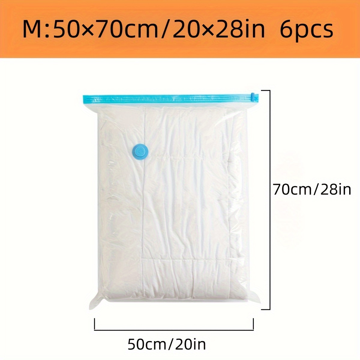 Image of Set Of 6 Vacuum Storage Bags (50*70cm/20*28in) For Sealing And Compressing Clothes, Pillows, Down Comforters, Blankets, And Bedding - Travel-friendly, Convenient Travel Accessory That Space