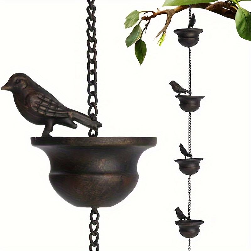 

Vintage Metal Bird Rain Chain - Decorative Outdoor Garden Ornament, Handcrafted Iron Art Pendant For Patio & Yard