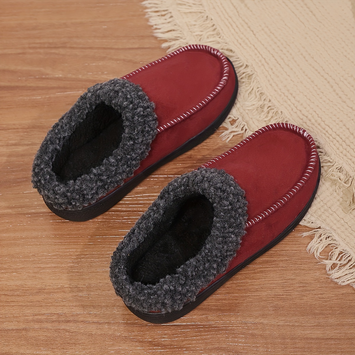 color slip on slippers comfortable fabric upper with tpr sole   indoor outdoor unisex slippers details 5