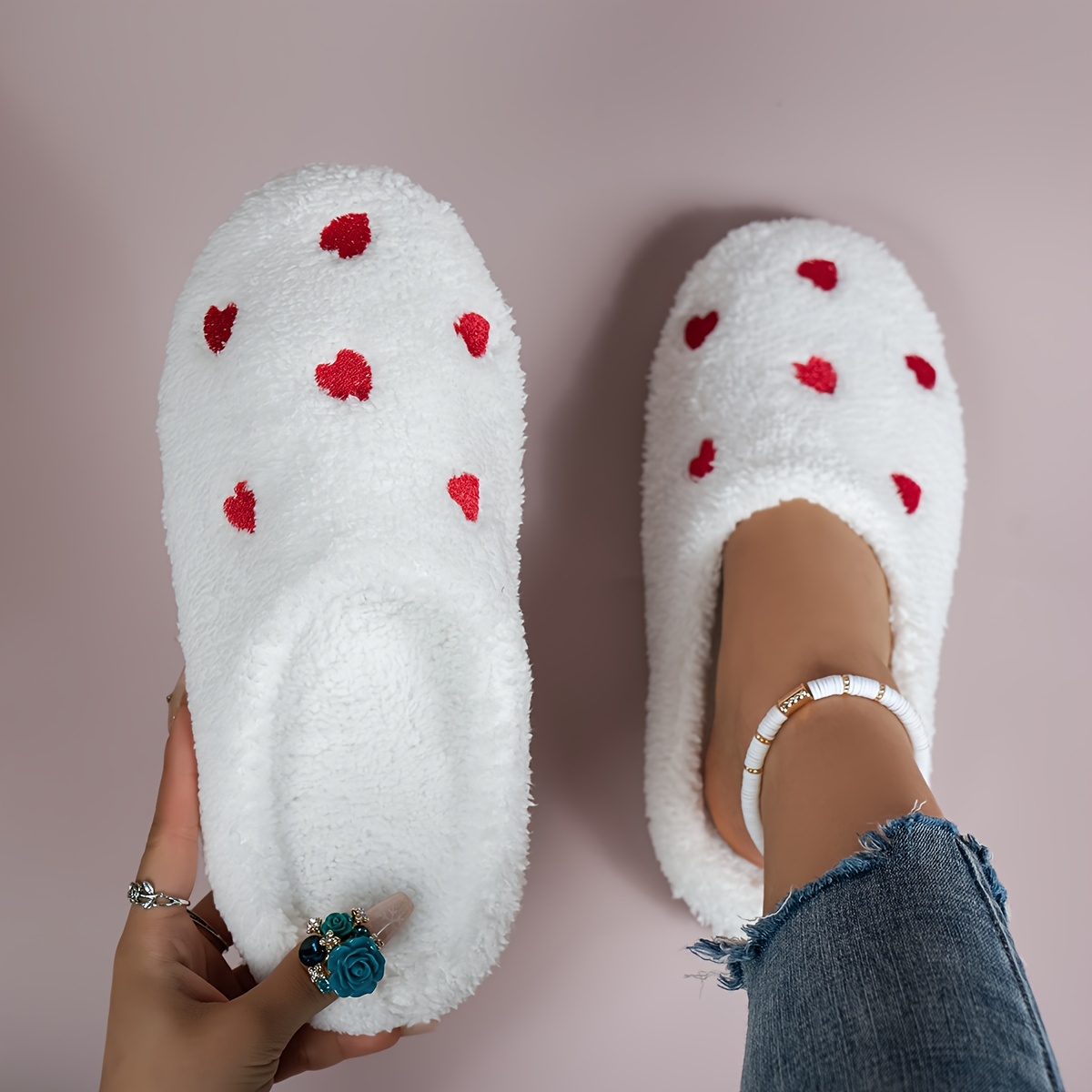 TEMU Easy Japanese-style Heart-shaped Toe-covered Slippers, Comfortable And Versatile Silent Slippers, Lightweight Thin-soled Flat Shoes, Women Shoes