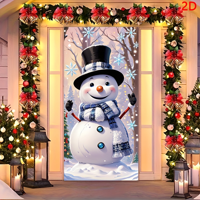TEMU Christmas Cheer Door Cover - High Stretch Nylon, & Clean, Fit 35x79 Inches - Decor, Christmas Door Cover