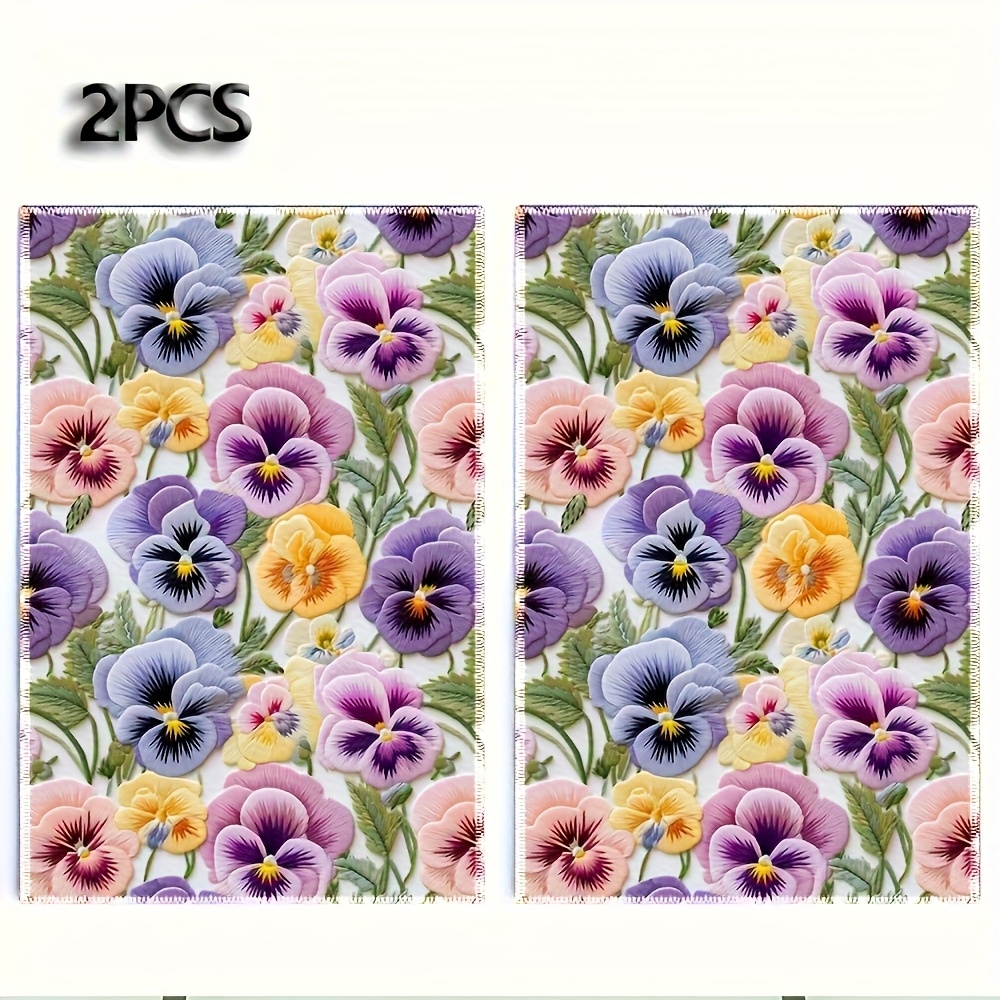 TEMU Lot de 2 serviettes de cuisine florales vintage pour décoration d'intérieur, ultra-douces et lavables en machine, torchons et serviettes à motif