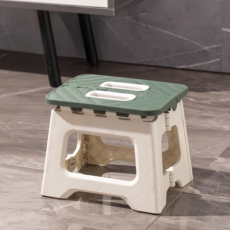 TEMU Multifunctional Folding Stool With Handle -- Lightweight And Durable, Suitable For Kitchen, Bathroom, Camping, Hiking, Bbq, In Multiple Colors