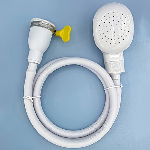handheld shower head adjustable spray durable plastic attachment for pet bathing vegetable washing and hair shampooing features an quick connect fitting design and ergonomic leak proof construction