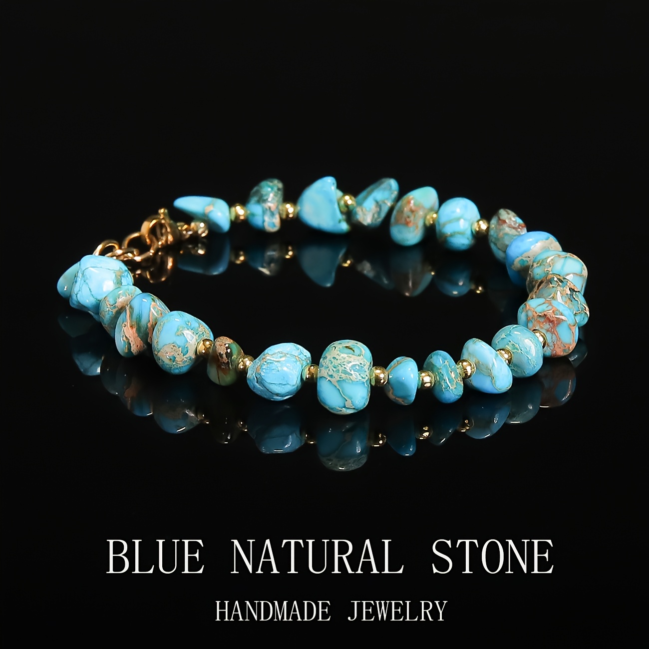 TEMU Handcrafted Jewelry Blue Natural Stone Stylish Men's Bracelet Symbolizing And Protection A Stylish Men's Bracelet Suitable For Perfect As A Gift