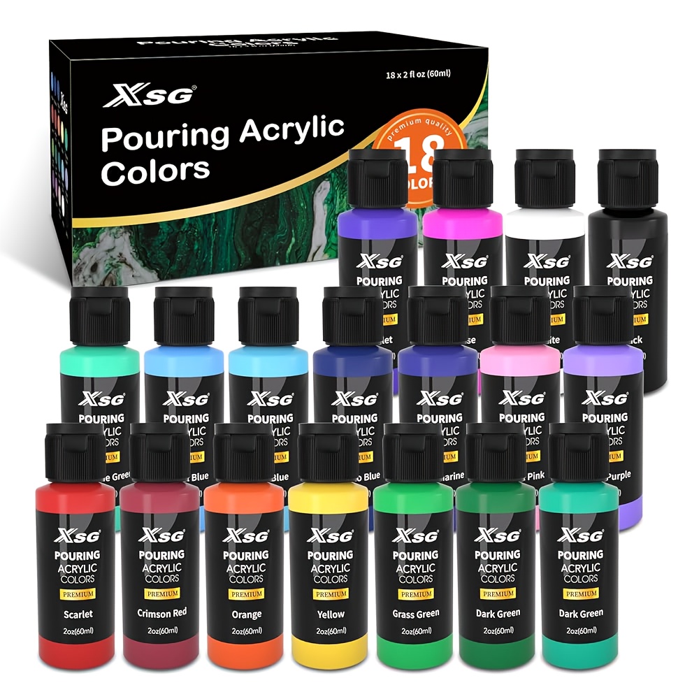 Image of The 18-color Acrylic Paint Set Is Pre-mixed And Into Canvas, Wood, Craft Tiles, Rock Paintings, Water-based, 60ml Per Bottle, Supplies