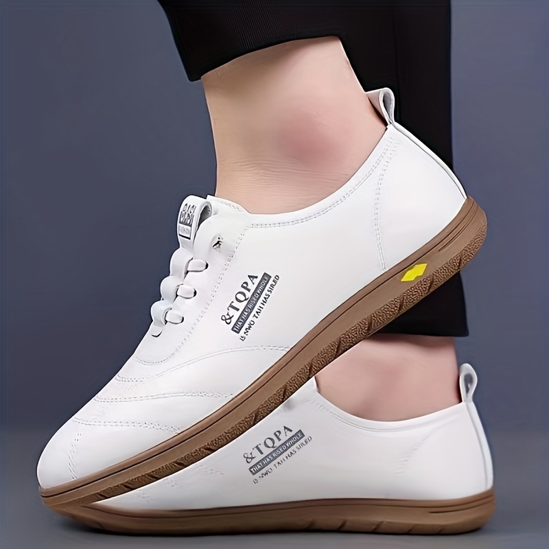 1 Pair of Men's Fashionable Lace-up Sneakers, Men's Dress Shoes with Letter Print, Men's Flat Shoes Suitable for All Seasons, Ideal for Daily and Casual Occasions