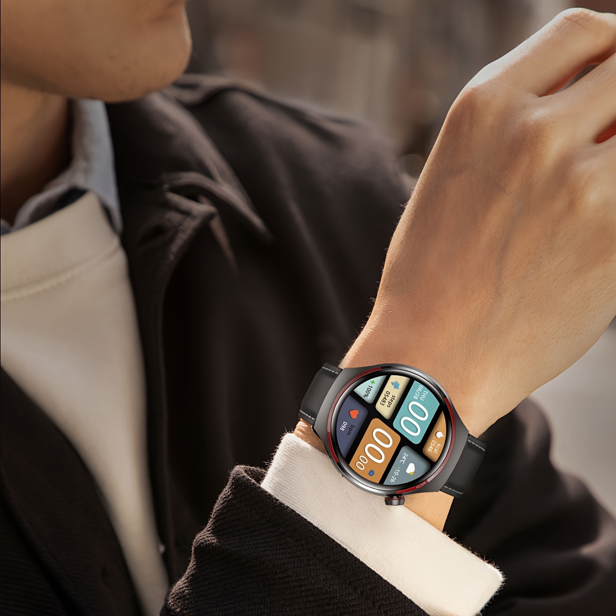 Montre connectée GPS pour homme 4 Pro Écran HD coloré de 1,53 pouces, cadran personnalisé, boussole, suivi de la condition physique, connectivité téléphonique sans fil, style moderne_voghion.com