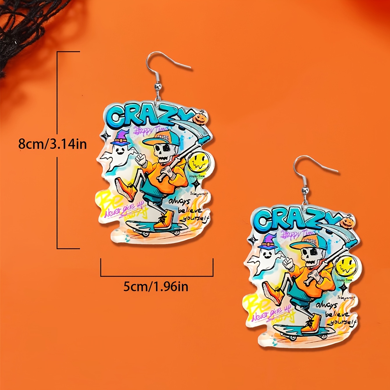 Stylish Graffiti-Style Cartoon Dangle Earrings