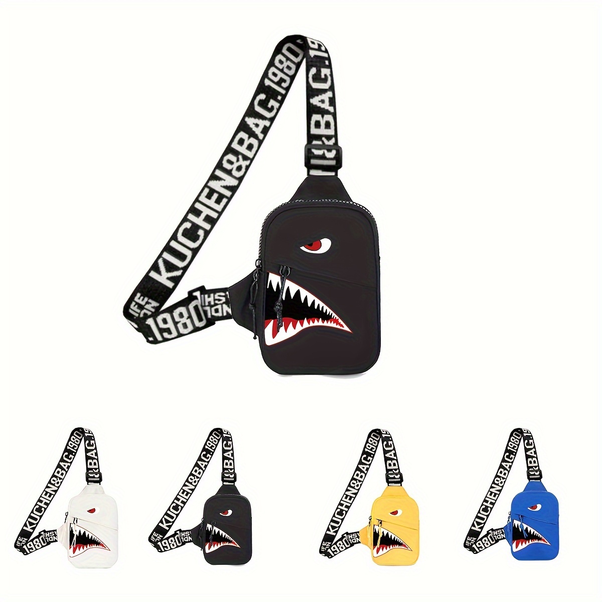 

Trendy Savage Cartoon Face Print Men's Chest Bag, Multi-functional Sports Crossbody Bag