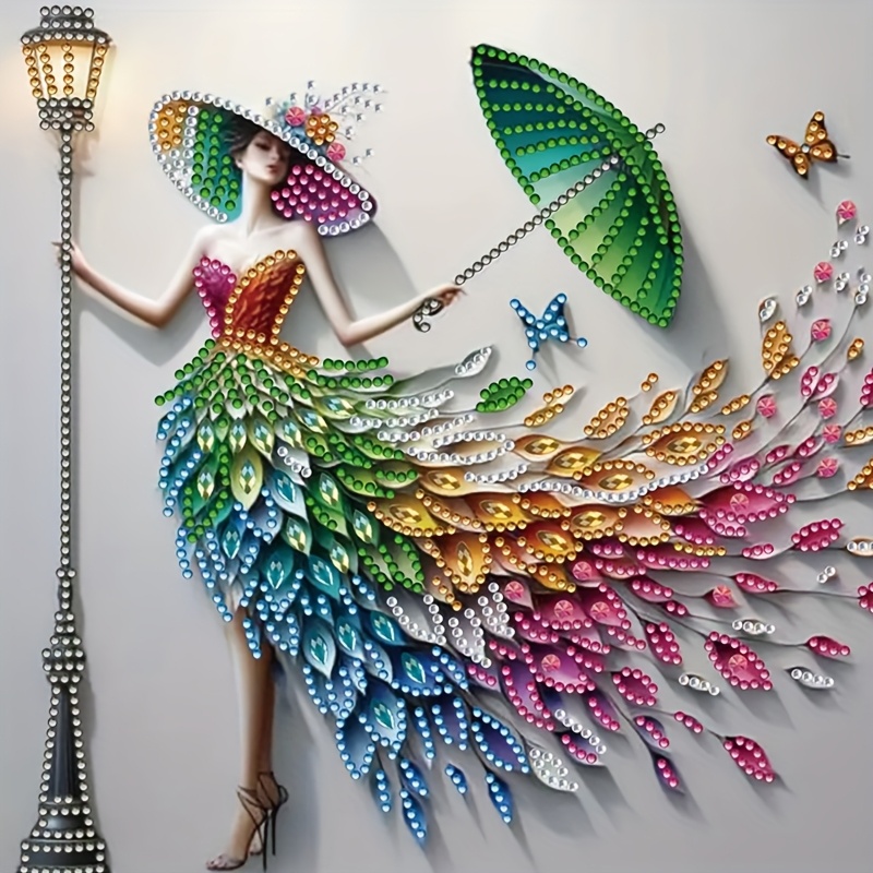 TEMU 1 Diy 5d Diamond Painting Kit - Elegant Woman With, Round Acrylic Diamonds, 7.87x7.87in - Vibrant Wall Art For Living Room & Bedroom, Ideal Craft Gift,