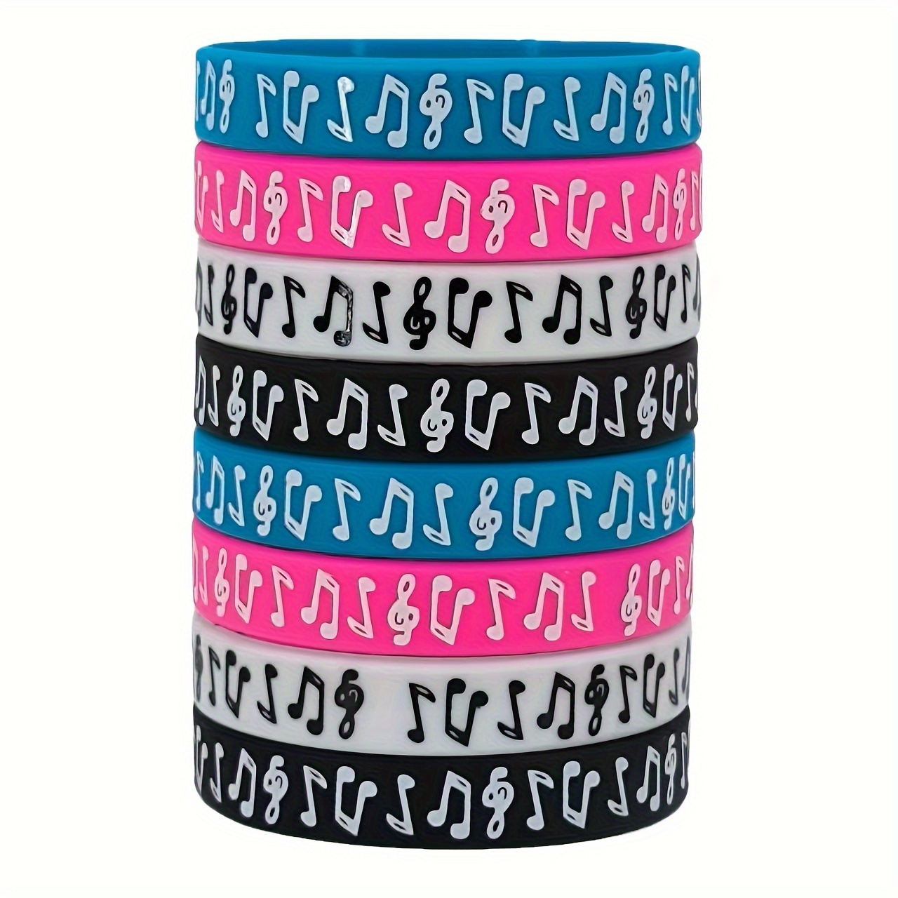 

8pcs Music Note Silicone Bracelets - Festivals & Parties, Rubber Wristbands