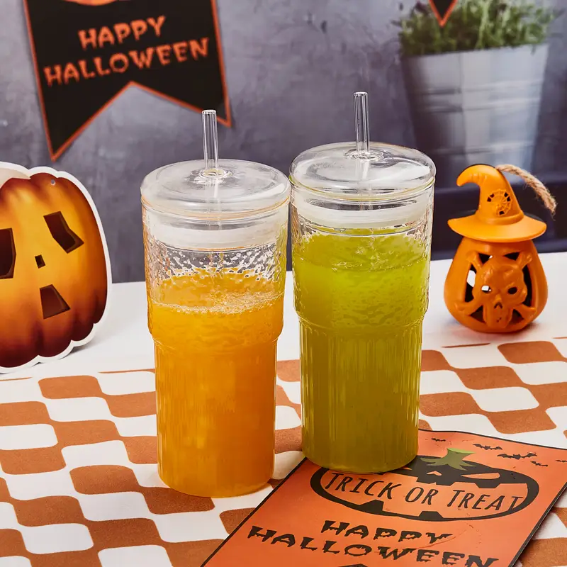2 glasses 650 ml 22 2 oz with lid and straw iced coffee smoothies and travel reusable and ideal gift for women christmas gift Product details 5