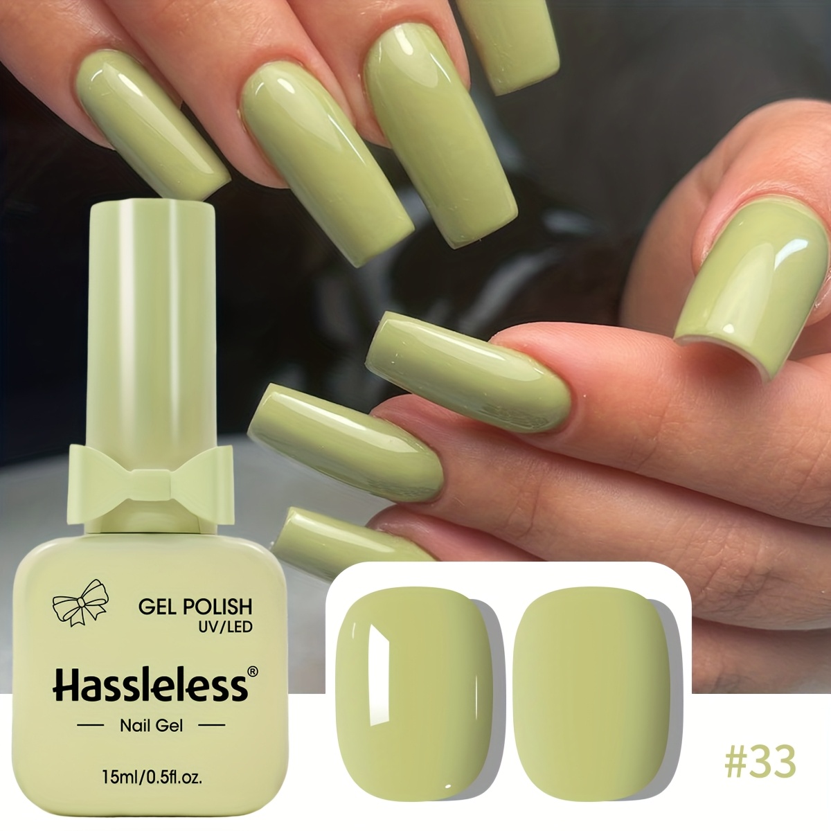 Image of Hassleless Bow Glass Bottle Single Pack, Gel Nail Polish, New Autumn/winter , Long-lasting And Durable Nail Polish, For Do Nail Art At Home, Each Bottle 15ml, , Suitable For Home Diy