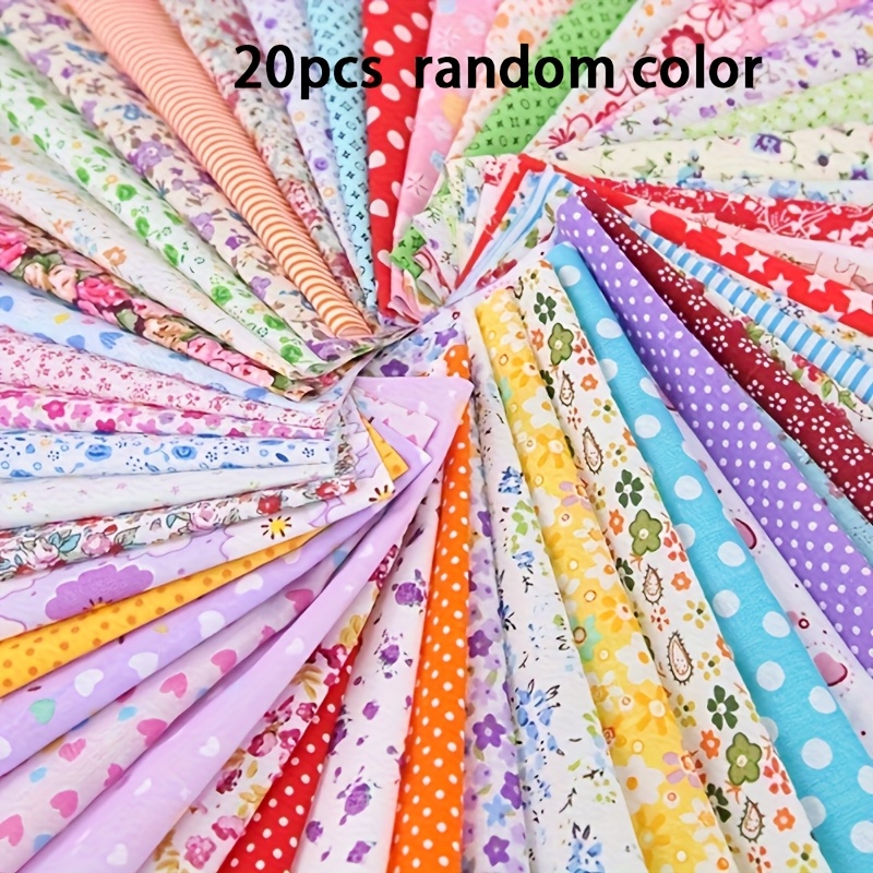 Image of 10/20/30pcs Random Colors Cotton Quilting Fabric, Diy Flower Pattern Cloth, Handmade Doll, Handmade , Small Cloth Block, Funny Handcraft