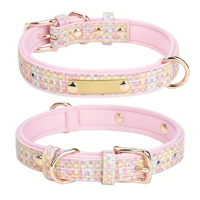 TEMU Customized Pet Collars Lettered, -rings Hung, Accessories, Space Lining, Soft, Customizable Name Tags And Identification Tags, Durable Metal