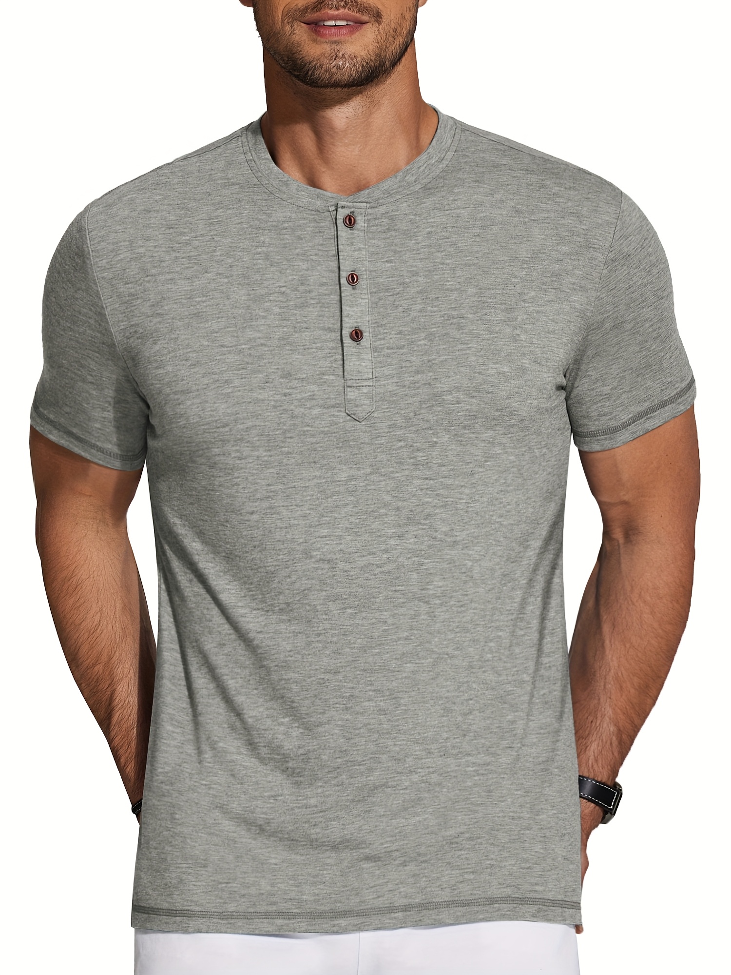 men's henley shirts short sleeve tee summer - Temu