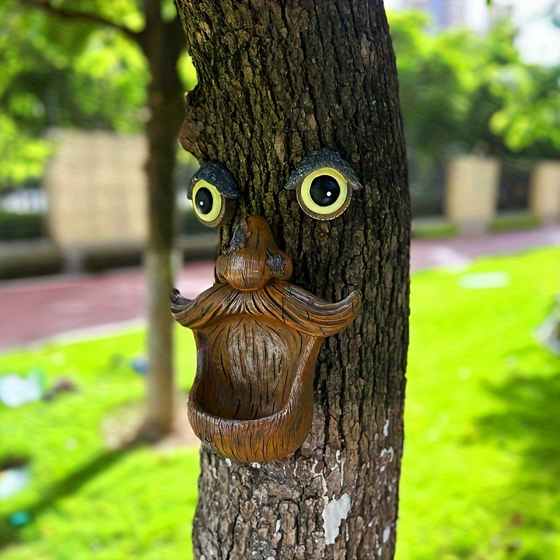 

Set, Old Man Tree Hugger Garden Patio Outdoor Tree Sculpture Face Funny Garden Tree Old Fashioned Whimsical Face Decor, Pipe Shaped Bird Feeder