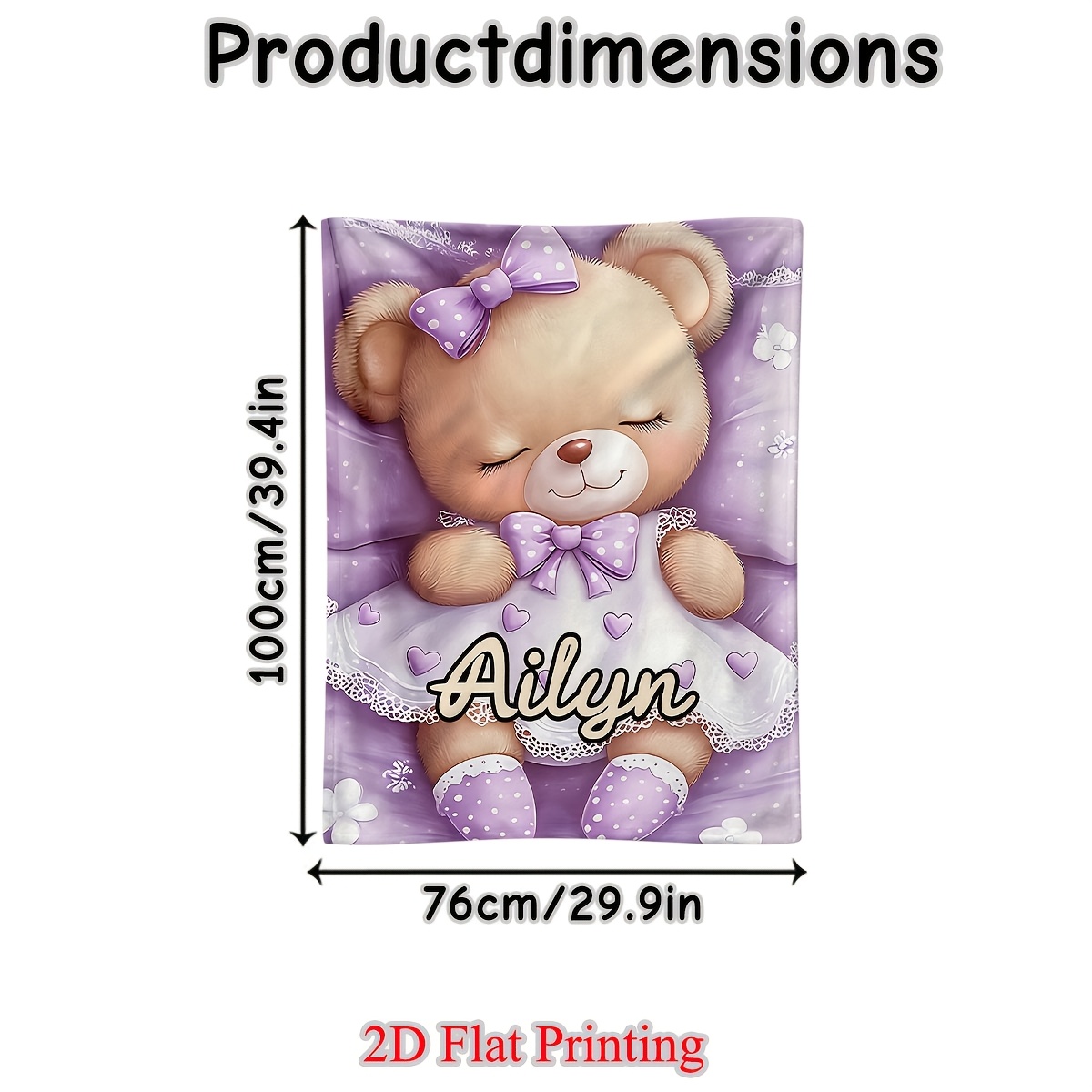 TEMU 1 Couverture personnalisée en peluche avec un nœud violet - Nom personnalisé, flanelle douce, légère pour toutes , convient pour canapés, et