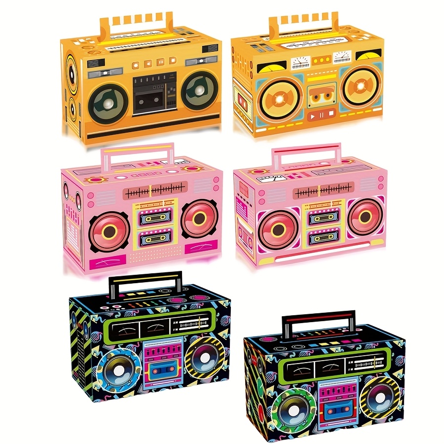 E-shop 4 Stück/8 Stück, Retro-Radio-Kassettendesign Handheld-Papierbox 80er Party-Favoriten-Boxen 90er Novelty--Party-Dekoration Geschenk für