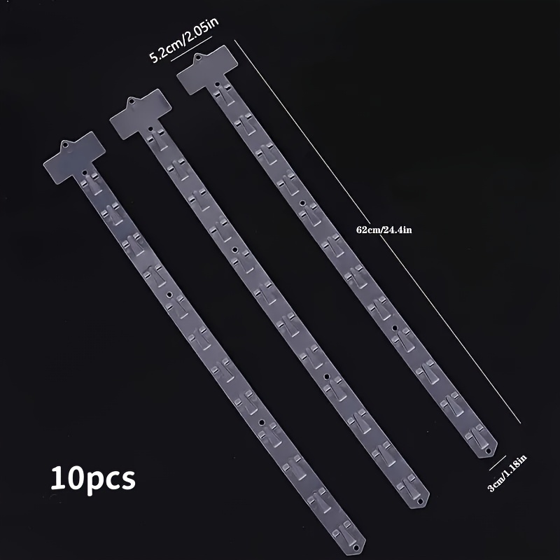 TEMU 10pcs Plastic Hanging Strips For Displays - Durable Merchandise Hooks & , No Included