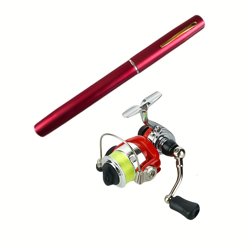   telescopic portable fishing rod pen rod and   combination set   arm of   reel has metal feet the length of the fish rod is about 1 meter