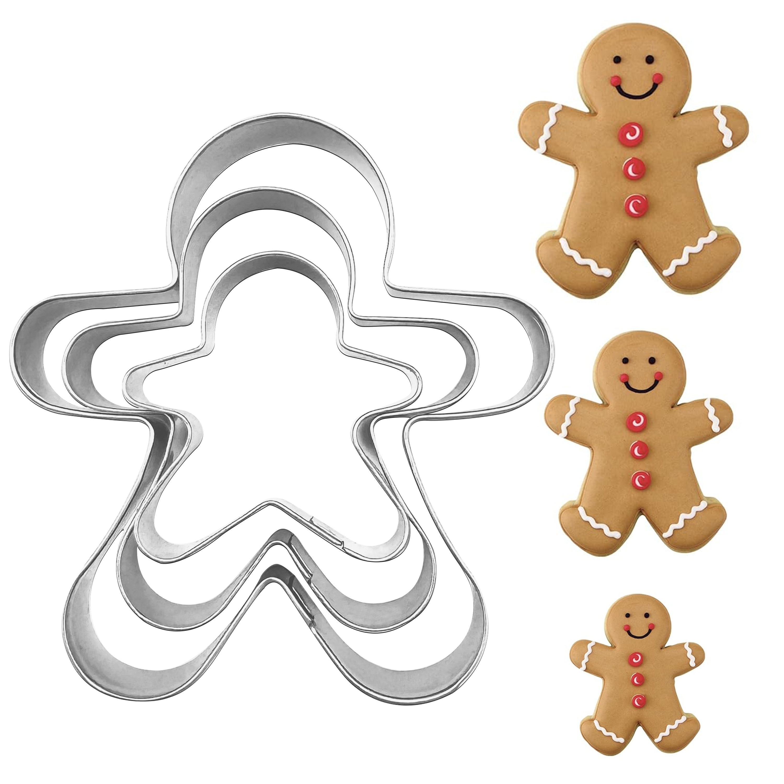 

3pcs Man Set, Steel Molds, Christmas , (1.3/1.81/2.), For Cookies, Suitable For Christmas, Easter, , 's Day, 's Day