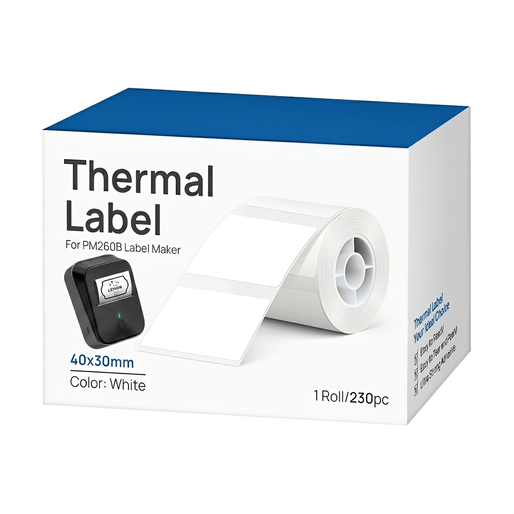 TEMU Compatible For Pm260b/pm260/pm260a Thermal Label Paper Roll & Self-adhesive Sticker Labels Suitable For Chivalz/polono Portable Printer, Thermal
