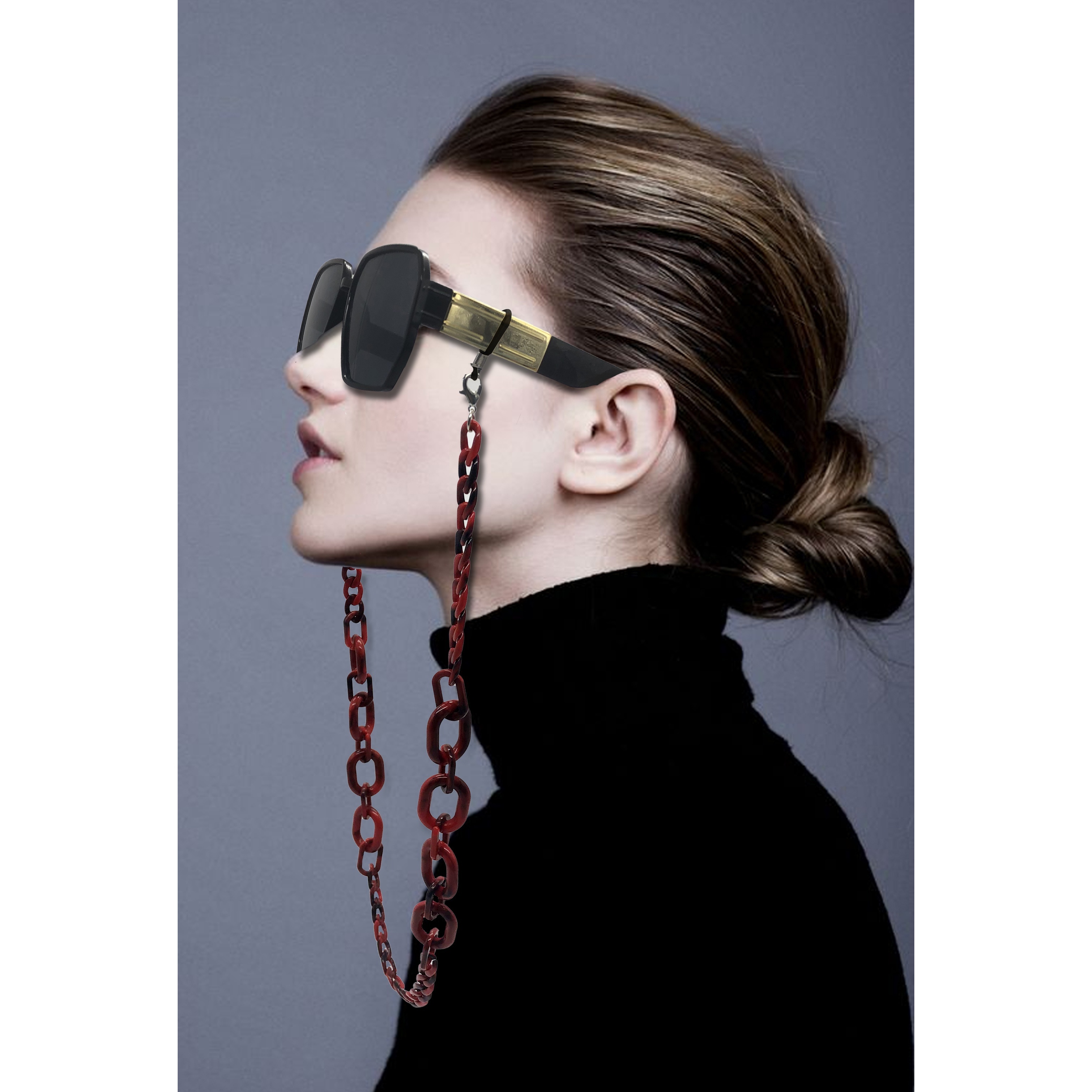 3pcs Women'S Glasses Chain Vintage Style Acrylic Eyeglass Holder with Red  Black Beaded Design, Durable Stylish Accessory for Fashion Glasses, Fa