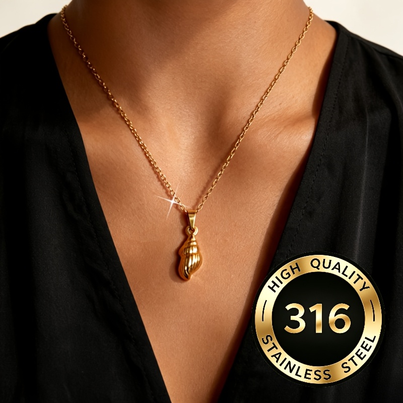 Women's High-End Beach Seashell Necklace, Stainless Steel