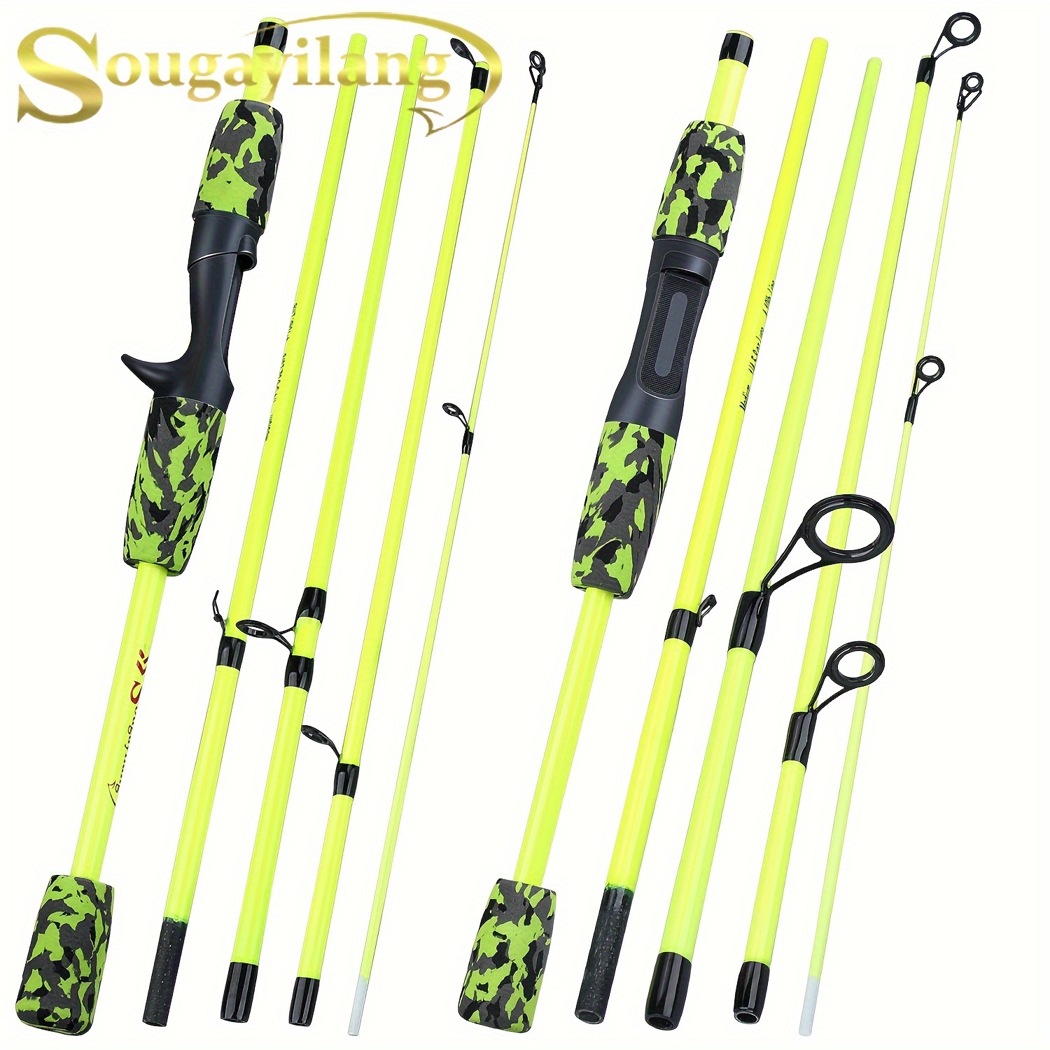 

Sougayilang Yellow 5 Section Travel Fishing Rod Ultralight Eva Handle Spinning/casting Fishing Rod Fishing Tackle