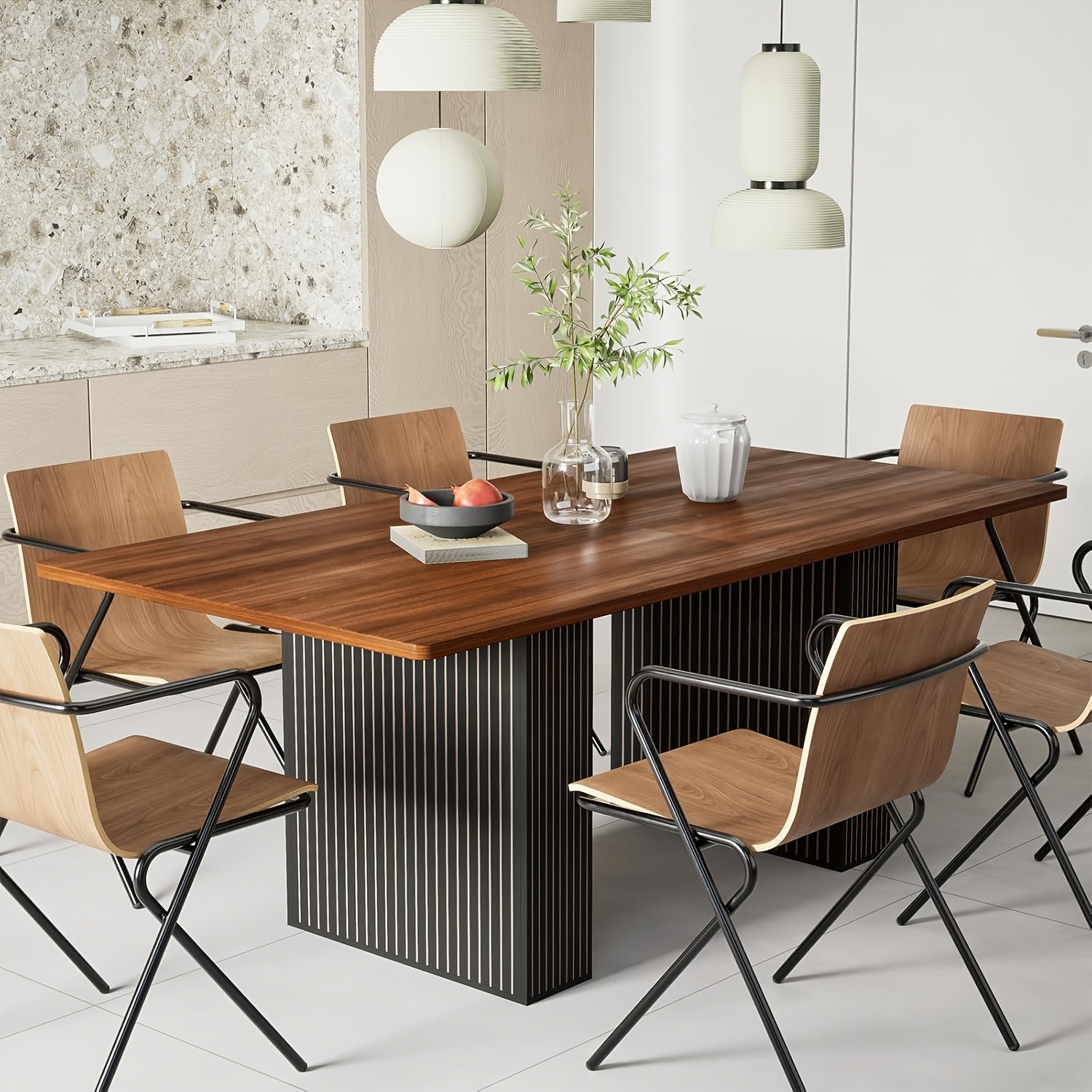 Retro Industrial Style Dining Table, Seating 6 People, Wooden Kitchen Table, Suitable For Dining Room, Kitchen, And Living Room, 160 X 80 X 76 Cm