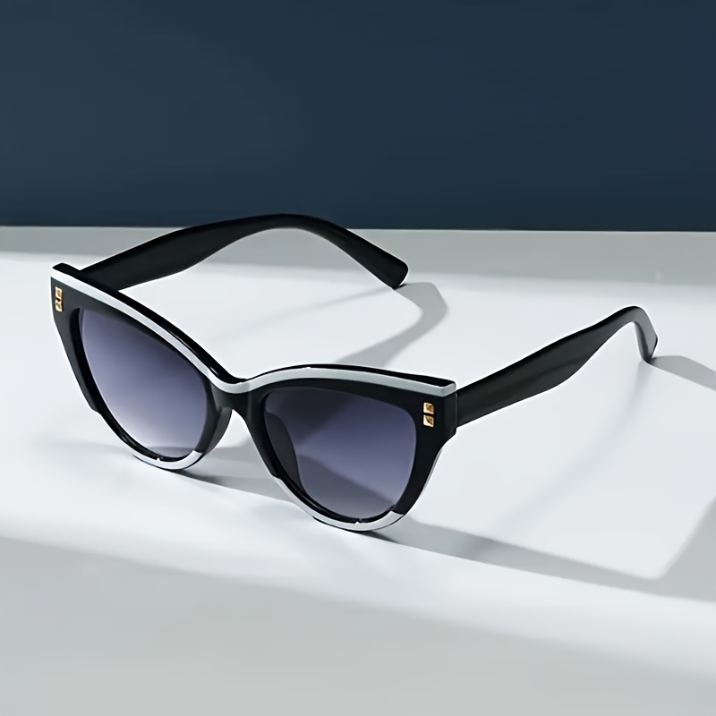 1 Pair Unisex Fashion Trendy Color-Block Cat-Eye Decorative Glasses, Perfect Holiday Gift for Loved Ones and Friends, Ideal for Wedding Season, Mother's Day, Valentine's Day, Birthday Gifts, Great for Daily Activities and Fashion Shows, Large Frame