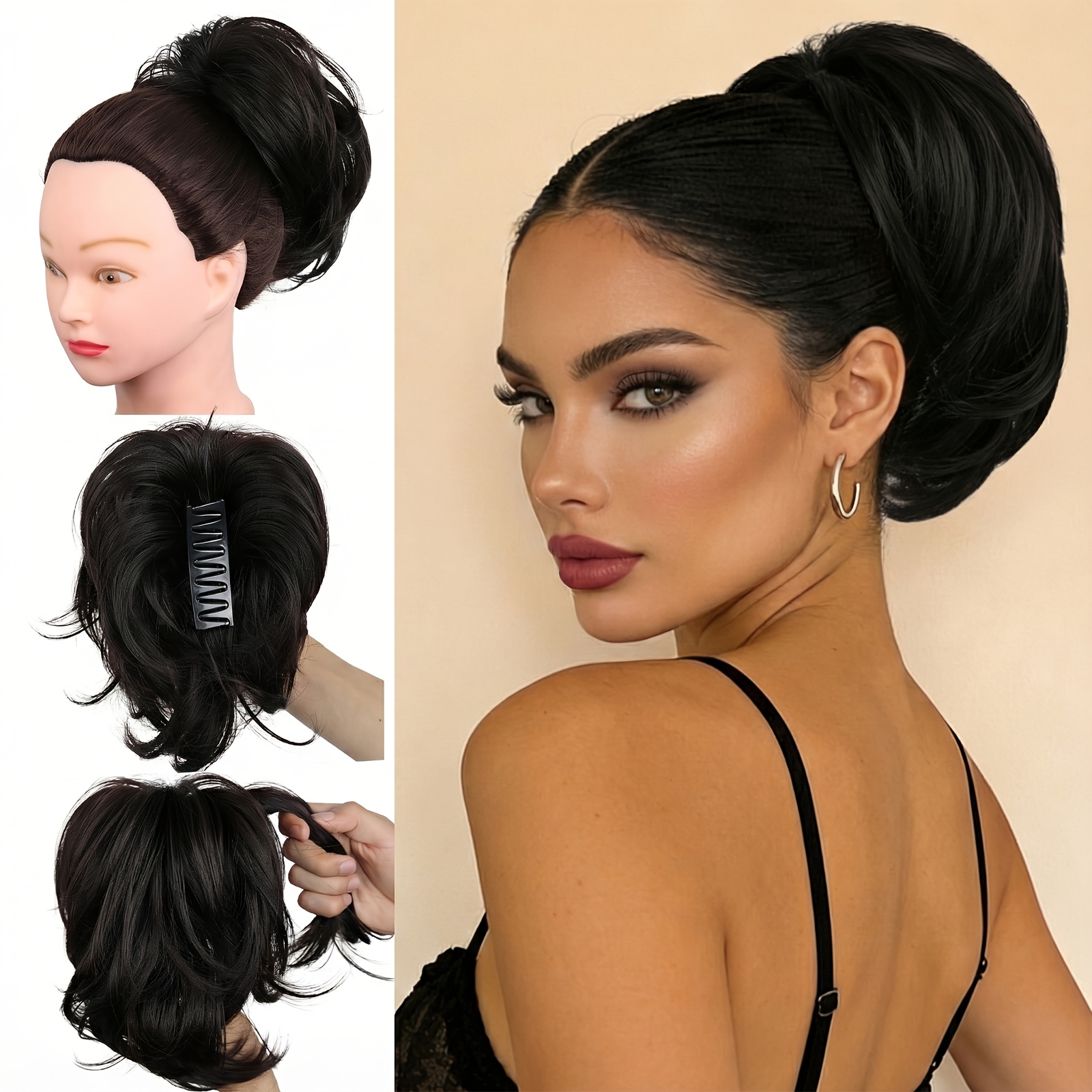 E-shop 10 Zoll Krallen-Clip Pferdeschwanz Haarverlängerung, flauschiger Volumen-Hochsteckfrisur-Haarteil, verstellbar in Form, synthetische