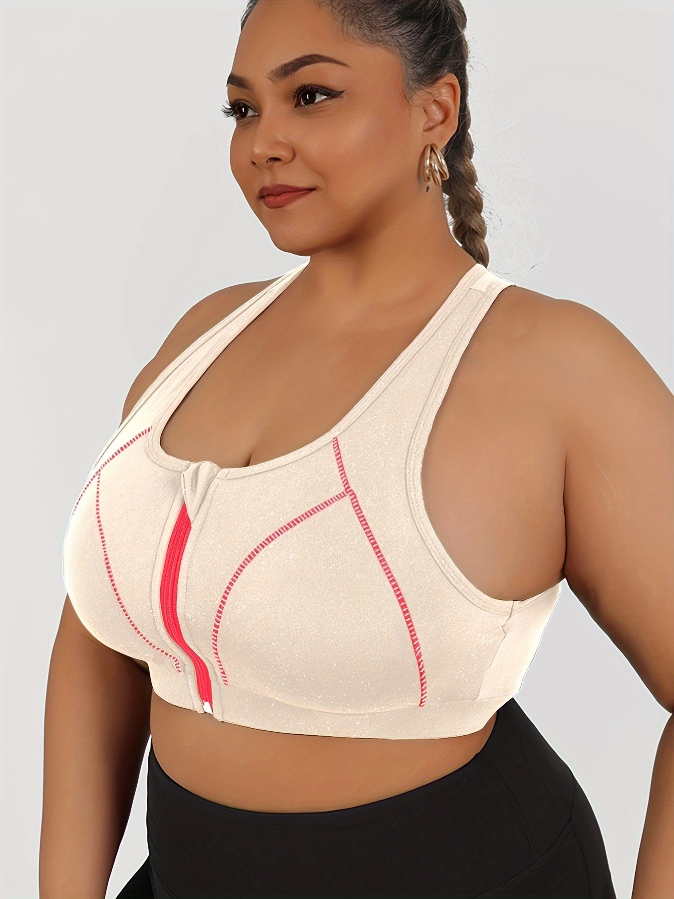 High-intensity Collision Color Fitness Bra With Front Zipper, One-piece Outerwear, Beautiful Back, Anti-sagging Yoga Vest