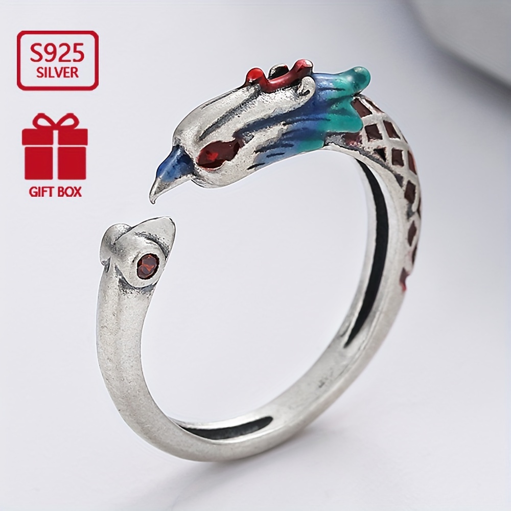 S925 Pure Silvery Creative Ethnic Drop Ring