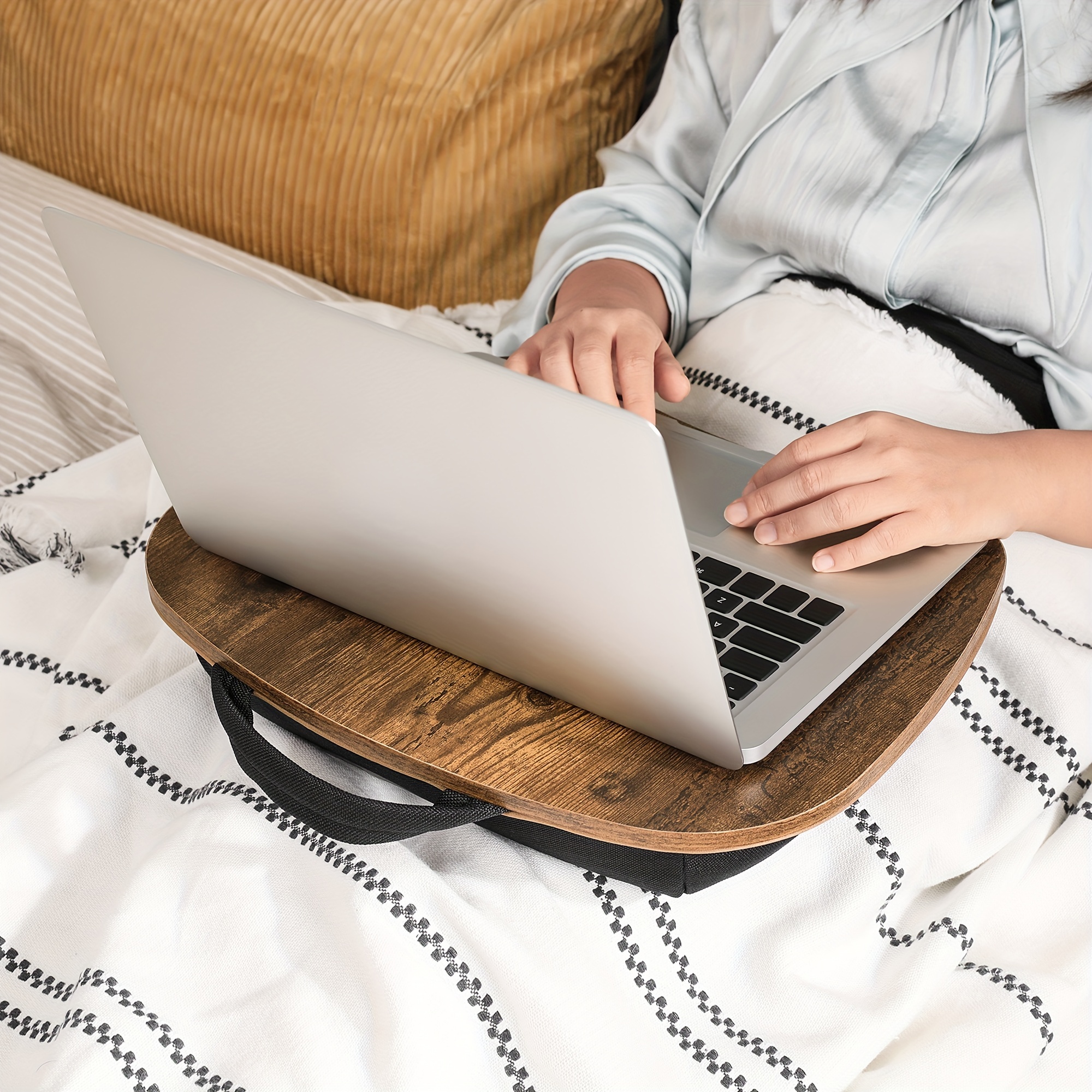 TEMU Plateau d'ordinateur portable avec poignée, Tablette de lit, Coussin