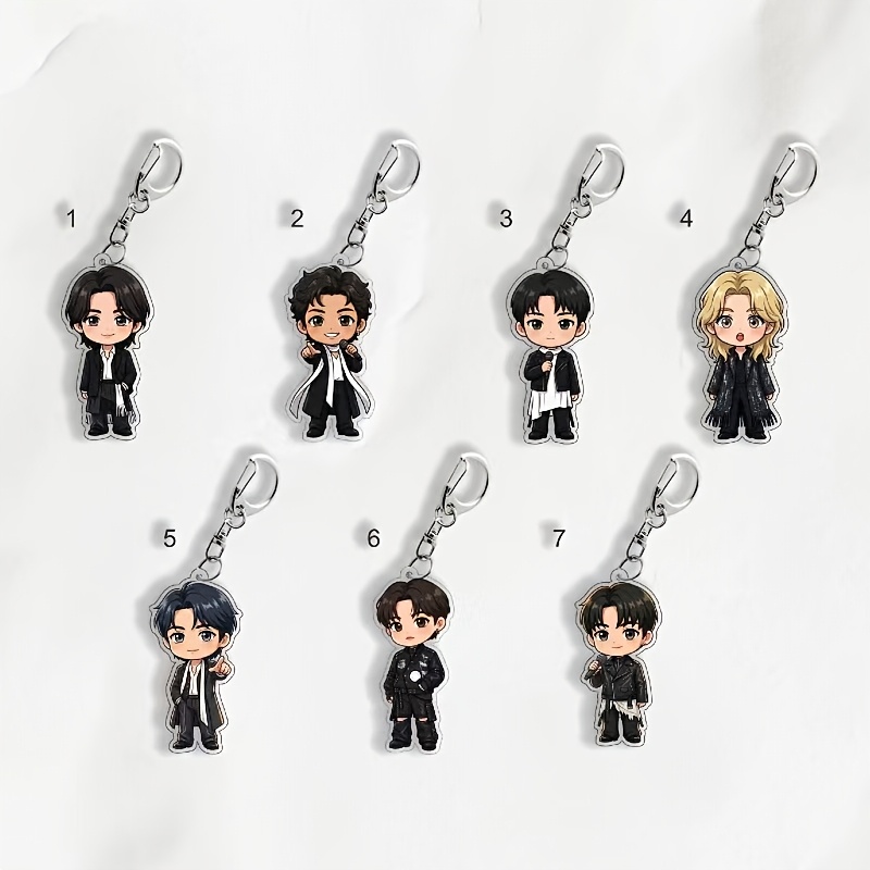 TEMU 2d Flat, 2d Flat 7pcs Acrylic Keychain Set, Celebrity Merchandise, 2d Flat