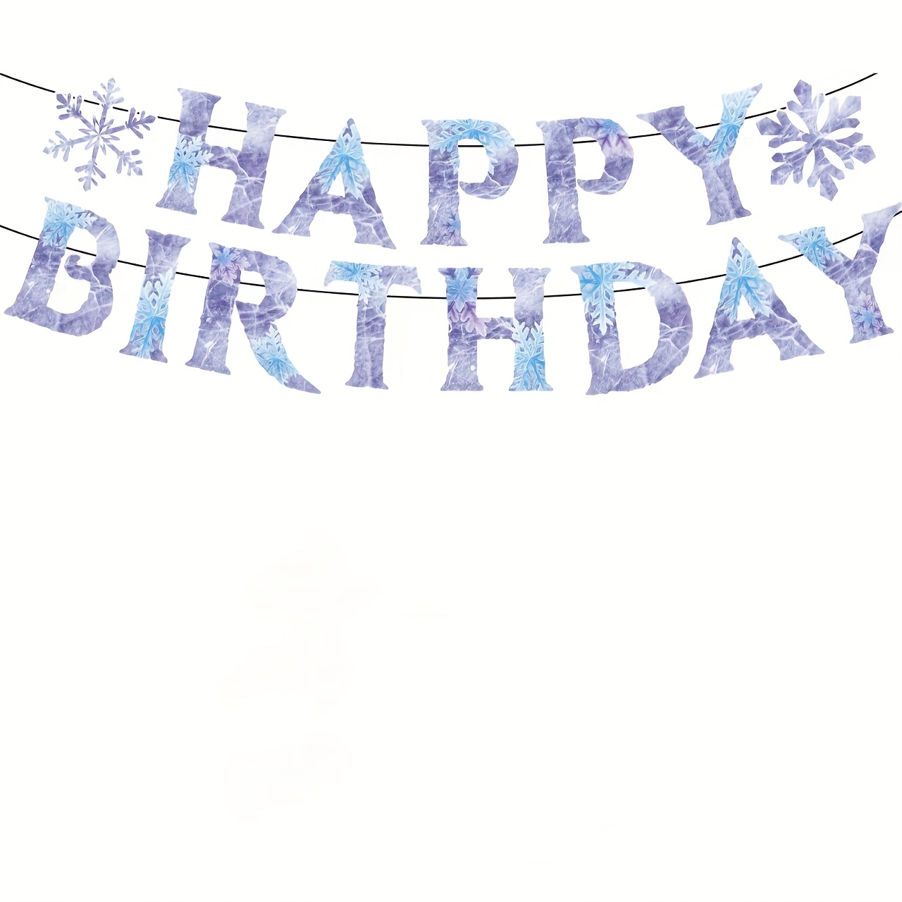 Image of 15pcs Winter Ice And Snow Theme Birthday Party Banner, Birthday Gathering Background Decoration Supplies, Fantasy Letters Banner, Party Banner