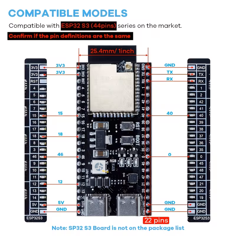 לוח התקפה למודול esp32/esp32-s3 , מודול חיישן, בלוק מסוף עם מכסה ראש, זמין בשלושה מפרטים פרטי מוצר 4