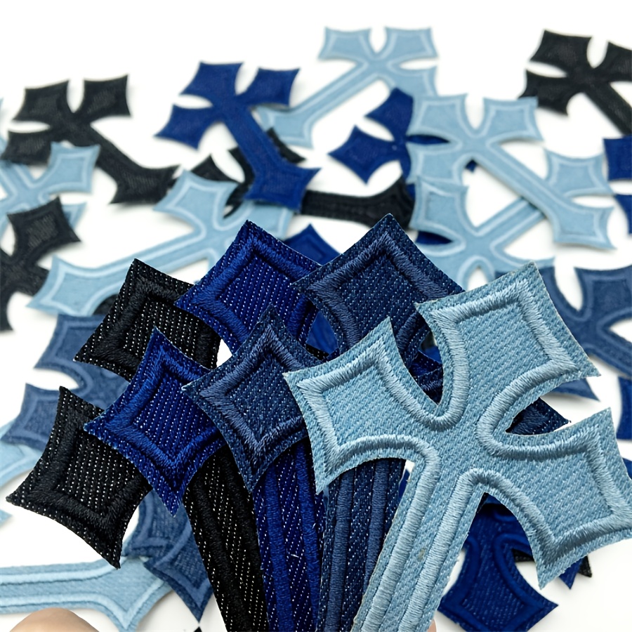 20pcs multicolor embroidered patches for clothing sewing iron on patches diy decoration appliques for jeans cross