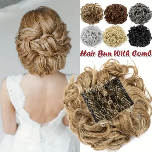 short combs messy curly dish hair bun extension hair combs clip in ponytail extension scrunchie tray ponytail hairpieces for women daily or wedding use