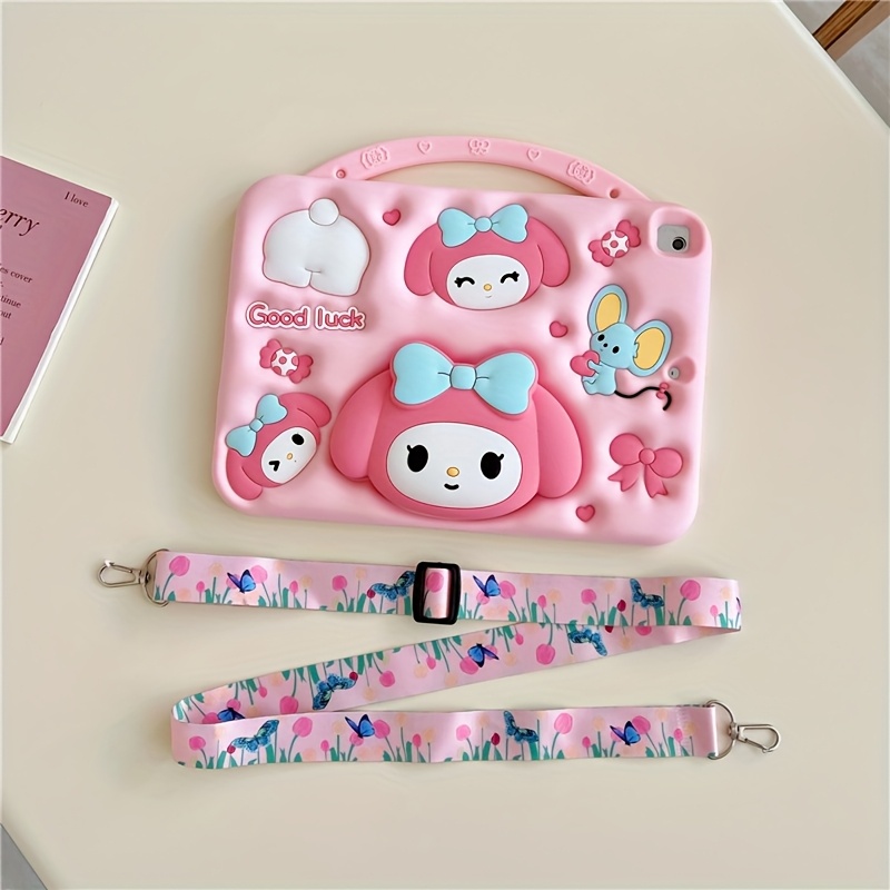 Sanrio My Melody Cartoon Tablet Case for Tab A7/A8/A9/A9+, Full-Body Protection, 360° Rotating Stand, Tablet Protection, Cute Design, Kawaii Aesthetic, Snug Fit, Durable Cover, Multiangle Stand, Sanrio Fans, Anime Lovers